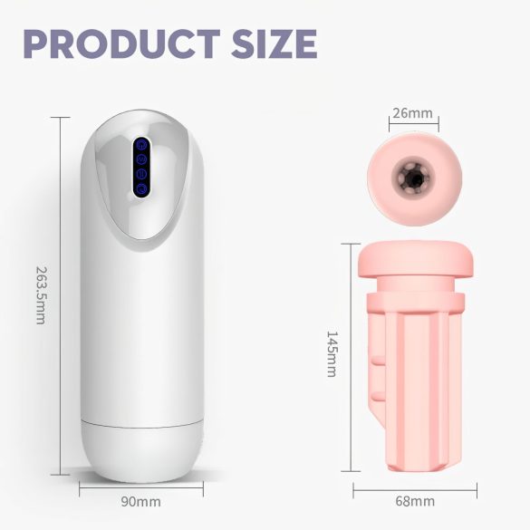 Leopard - masturbátor s pohybom hore-dole a vibráciou - biely