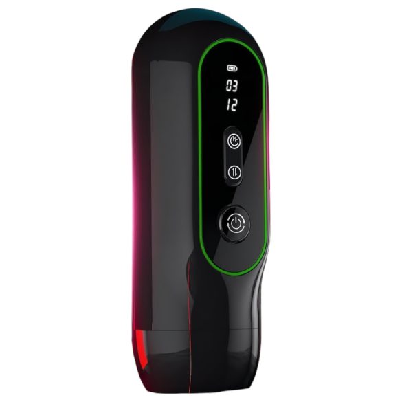 Leopard - masturbátor s vibráciou a pohybom hore-dolu - čierny