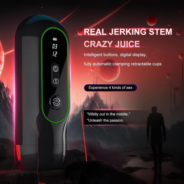 Leopard - masturbátor s vibráciou a pohybom hore-dolu - čierny