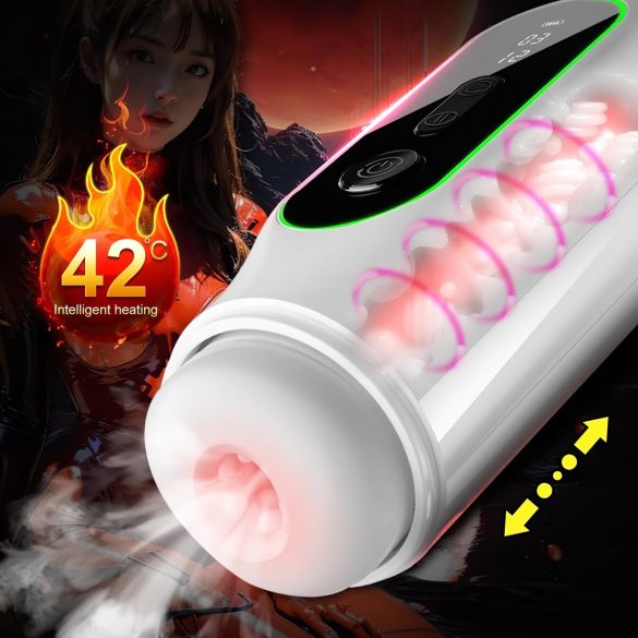 Leopard - masturbátor s vibráciou a pohybom hore-dolu - čierny