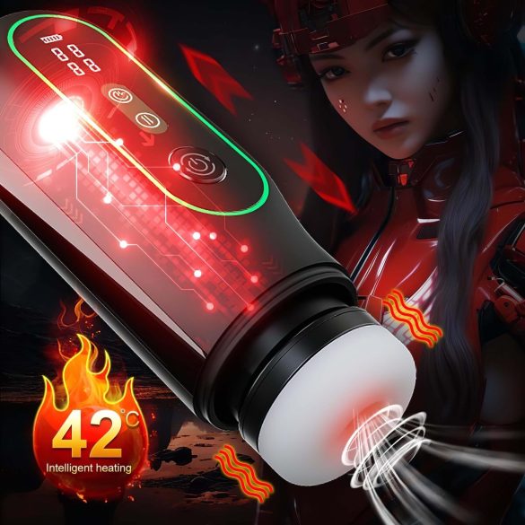 Leopard - masturbátor s vibráciou a pohybom hore-dolu - čierny