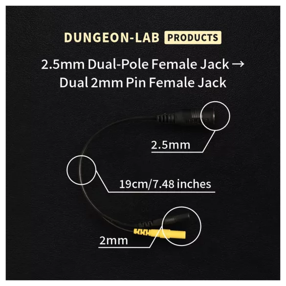DG-LAB - rozdeľovač elektród z 2,5 mm zásuvky na 2 mm (čierny)