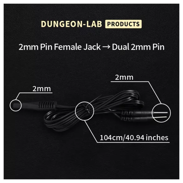 DG-LAB - 2 mm predlžovací a rozbočovací kábel k elektródam (čierny)