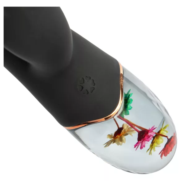 LOVISS Flower - vibrátor na bod G s klitoriálnym ramenom (čierny)