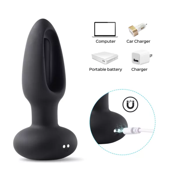 Honey Play Box - anál vibrátor s jazýčkom - čierny