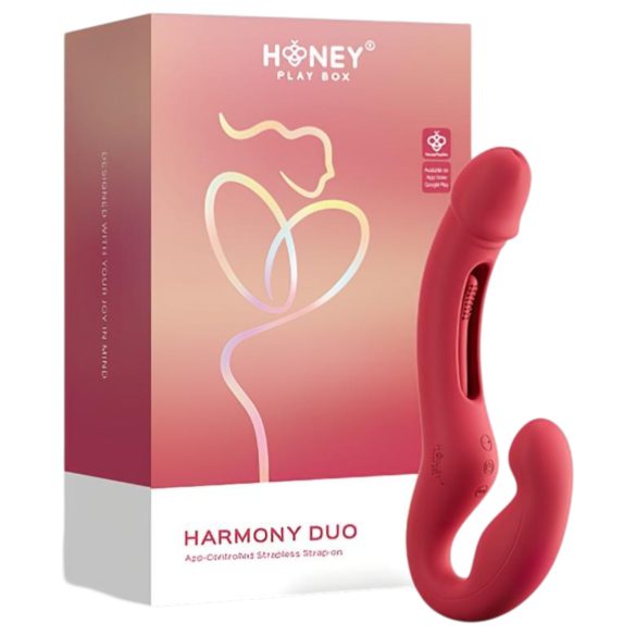 Honey Play Box - vibrátor na pripínanie s jazýčkom - smart, červený