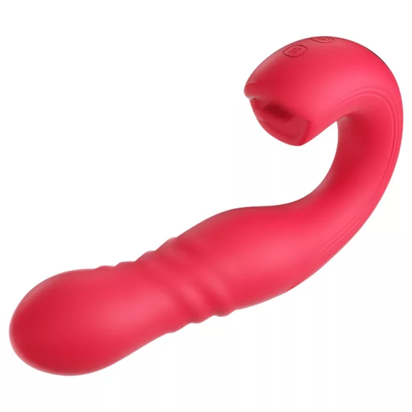 Honey Play Box Joi Thrust 2 - vibračný licker a prirážajúci vibrátor - červený