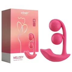  Honey Play Box Melody - vibrátor s perlami a stimulátorom klitorisu - červený