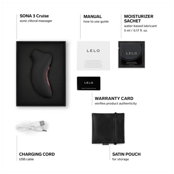 LELO Sona 3 Cruise - stimulátor klitorisu na vlny - čierny