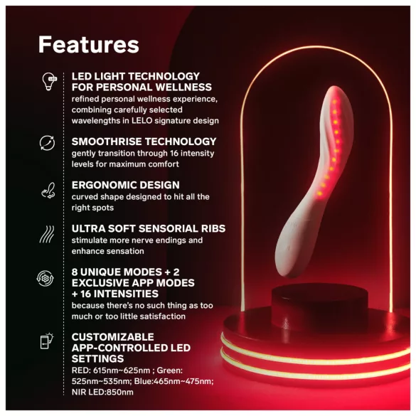 LELO Mona Spectra - inteligentný vibrátor na bod G s LED svetlom (biely)