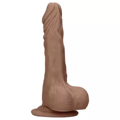   RealRock - realistický dildó s semenníkmi - 17 cm - tmavý odtieň