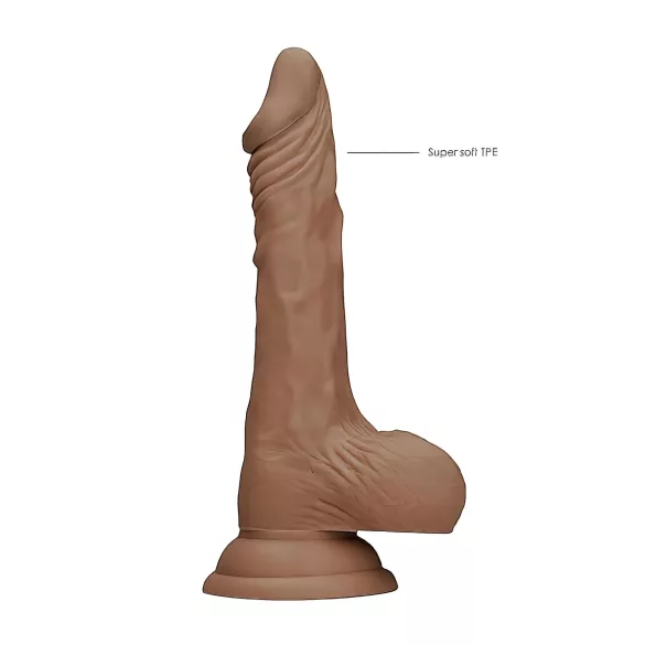 RealRock - realistický dildó s semenníkmi - 17 cm - tmavý odtieň