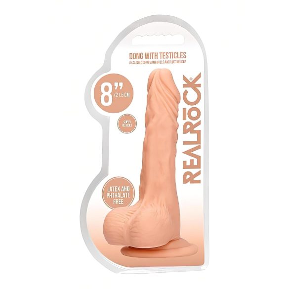 RealRock - realistický dildó s semenníkmi - 20 cm - naturálna farba