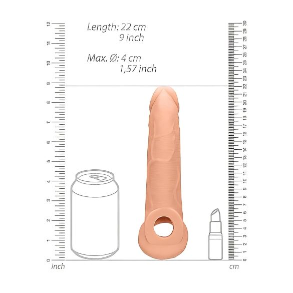 RealRock - návlek na penis - 21,5 cm - telová farba