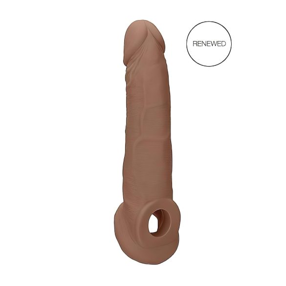 RealRock - návlek na penis - 21,5 cm - tmavá prírodná farba