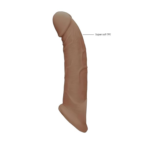 RealRock - návlek na penis - 21,5 cm - tmavá prírodná farba