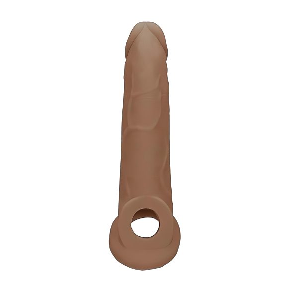 RealRock - návlek na penis - 21,5 cm - tmavá prírodná farba