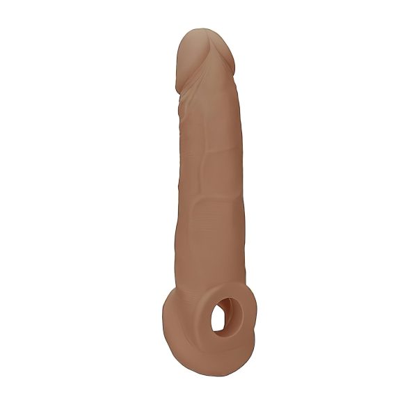 RealRock - návlek na penis - 21,5 cm - tmavá prírodná farba