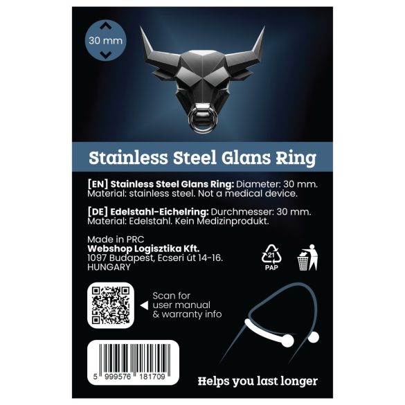 Nerezový kovový krúžok na penis - oneskorenie ejakulácie (30 mm)