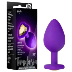   Temptasia M - análny dildo srdce so zlatým kameňom - fialový - stredný