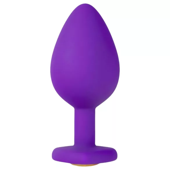 Temptasia M - análny dildo srdce so zlatým kameňom - fialový - stredný