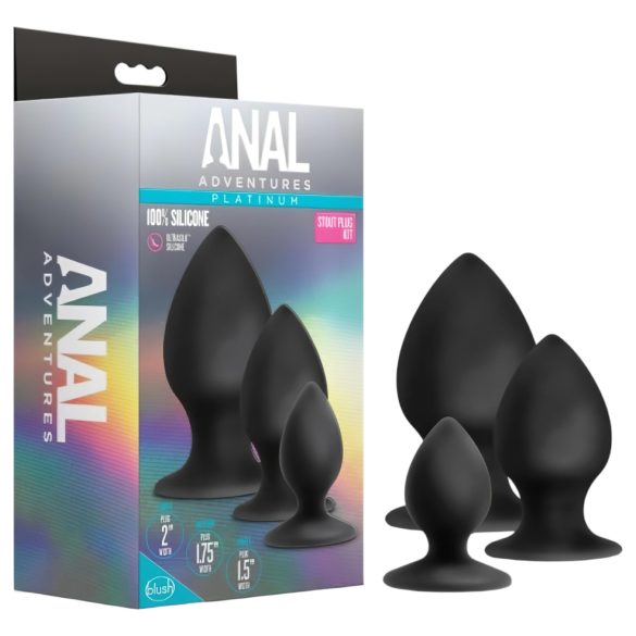 Anal Adventures Platinum - análny kolík set - 3 ks čierne