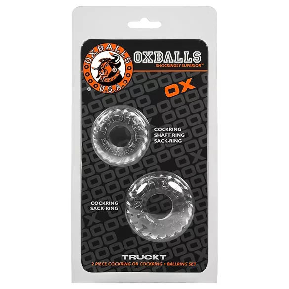 OXBALLS - sada drážkovaných erekčných krúžkov - priehľadné