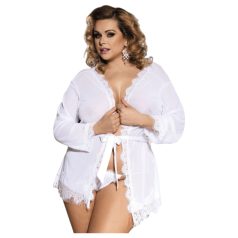   Subblime Queen Plus - čipkovaný župan set - biela (XL-2XL)