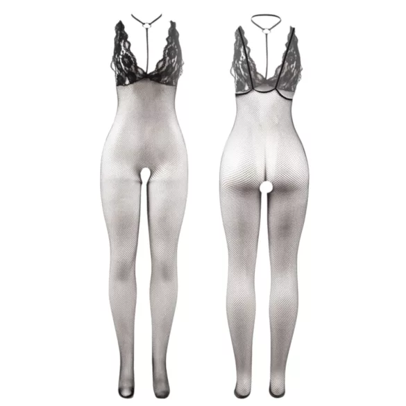 Subblime 951993 - erotický overal s golierom - sieťovina - čierny - S-L