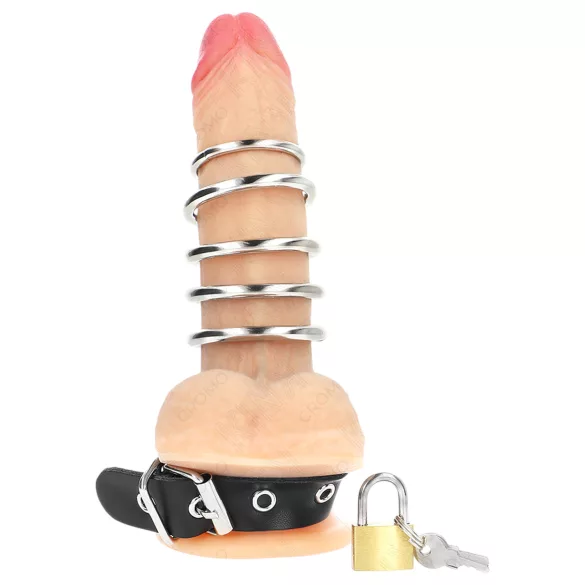 Kink - erekčný krúžok s kovovými kruhmi - čierny