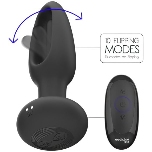 Addicted Toys - análny vibrátor s pohybujúcim sa jazykom - čierny