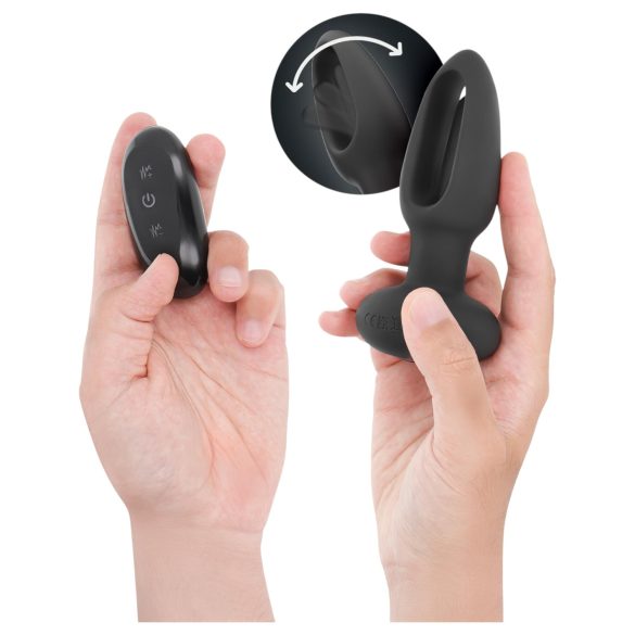 Addicted Toys - análny vibrátor s pohybujúcim sa jazykom - čierny