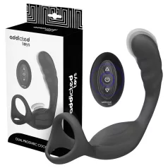   Addicted Toys - anál vibrátor s erekčným krúžkom na penis a semenníky - čierny