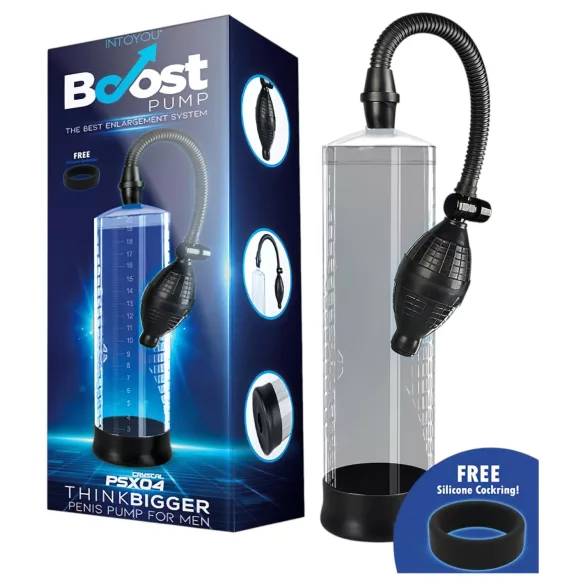 Boost PSX04 - ručná vákuová pumpa na penis s mierkou (priehľadná) - 22 cm