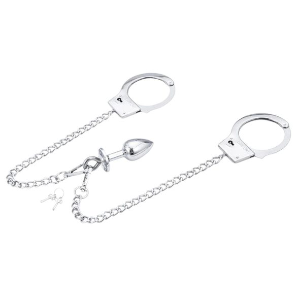 LateToBed - putá s análnym kolíkom - kovové strieborné