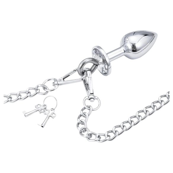 LateToBed - putá s análnym kolíkom - kovové strieborné