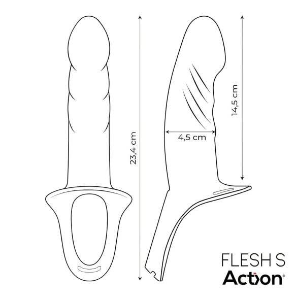 Action StrapOn S - nasadzovací dutý dildo - naturálna farba