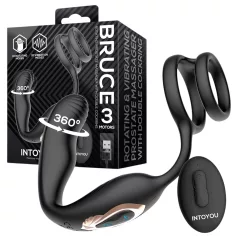   IntoYou Bruce - rotačný rádiový vibrátor prostaty s dvojitým krúžkom (čierny)