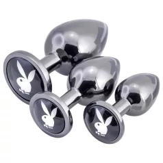 Playboy - análny plug set - 3 ks - strieborný