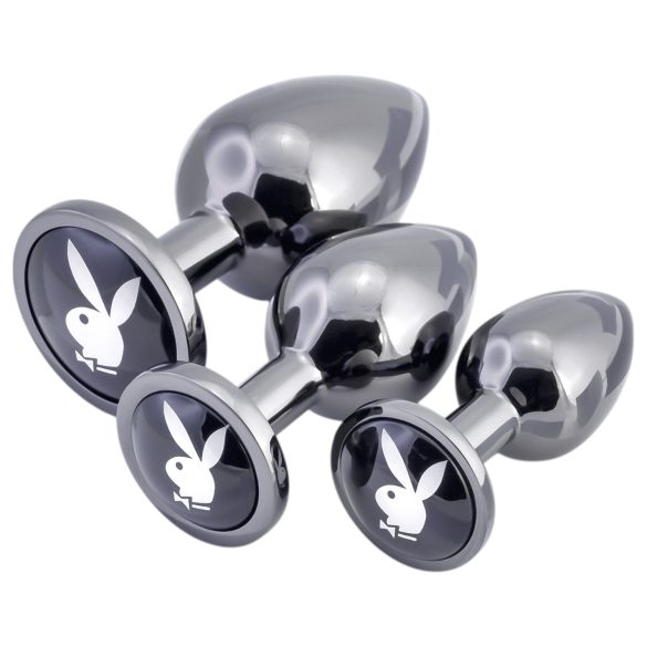 Playboy - análny plug set - 3 ks - strieborný