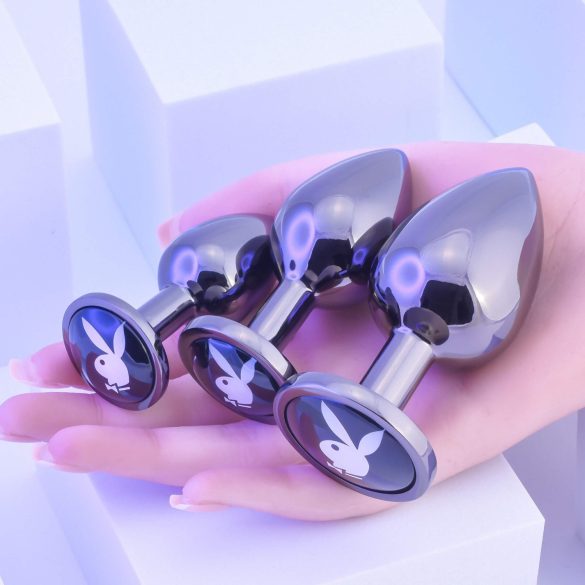 Playboy - análny plug set - 3 ks - strieborný