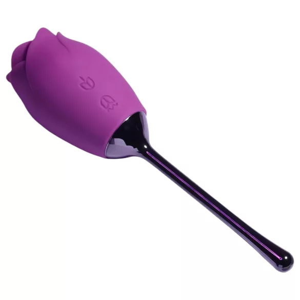 Playboy - vibrátor so stimuláciou jazykom - vodotesný, akumulátor - fialový