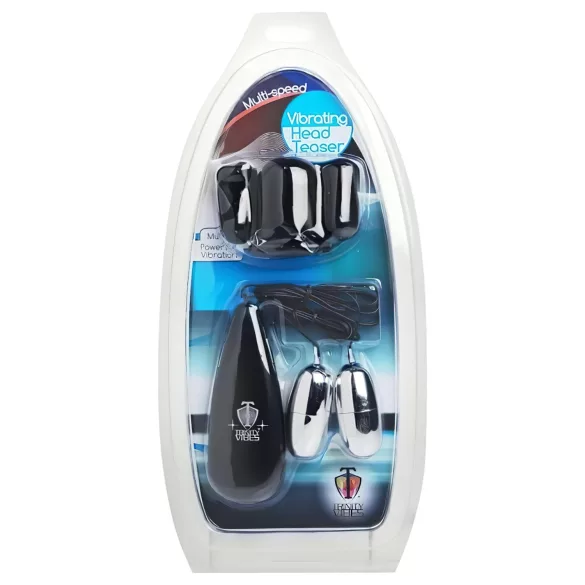 Trinity - vibračný stimulátor žaluďa s dvoma vajíčkami - čierny/strieborný