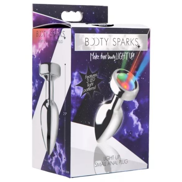 Booty Sparks - análny kolík svietiaci - malý - strieborný
