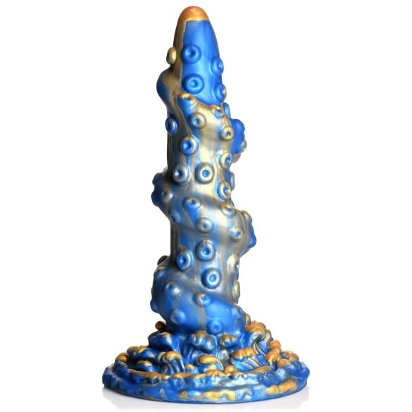 Creature Cocks Kraken - špirálové dildo v tvare chápadla - 21 cm - zlatá/modrá