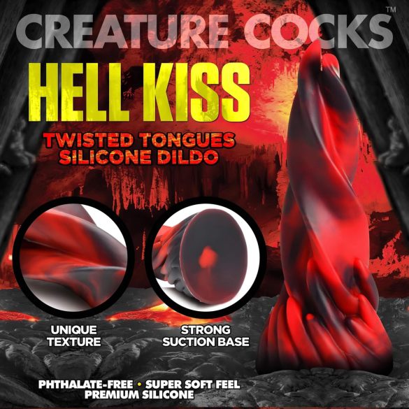 Creature Cocks Hell Kiss - skrutkovaný silikónový dildo - 19 cm - červený