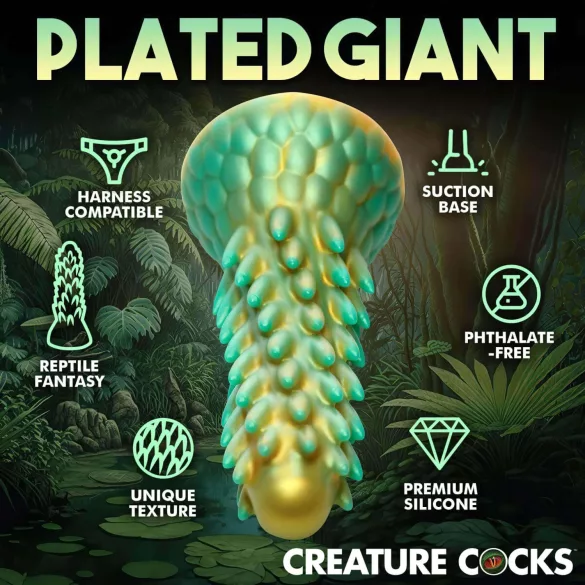Creature Cocks - dildó s tvarom dinosaura - silikón - 20 cm - zelený