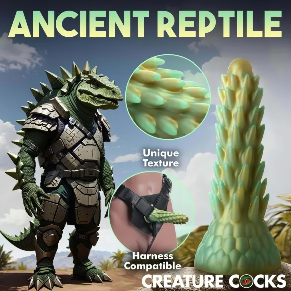 Creature Cocks - dildó s tvarom dinosaura - silikón - 20 cm - zelený