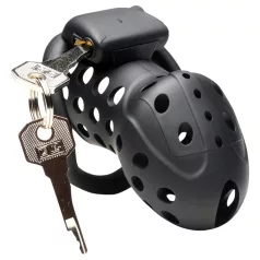   Master Series Lock Down - vetraná klietka na penis (čierna)