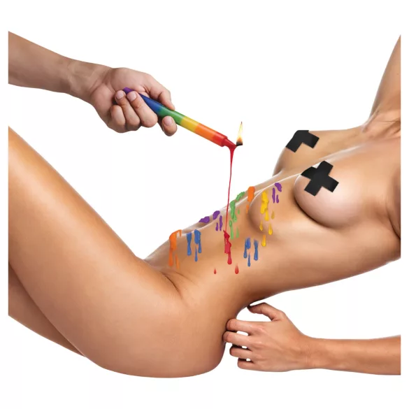 XR Brands - BDSM telová sviečka - dúhová (3 ks)